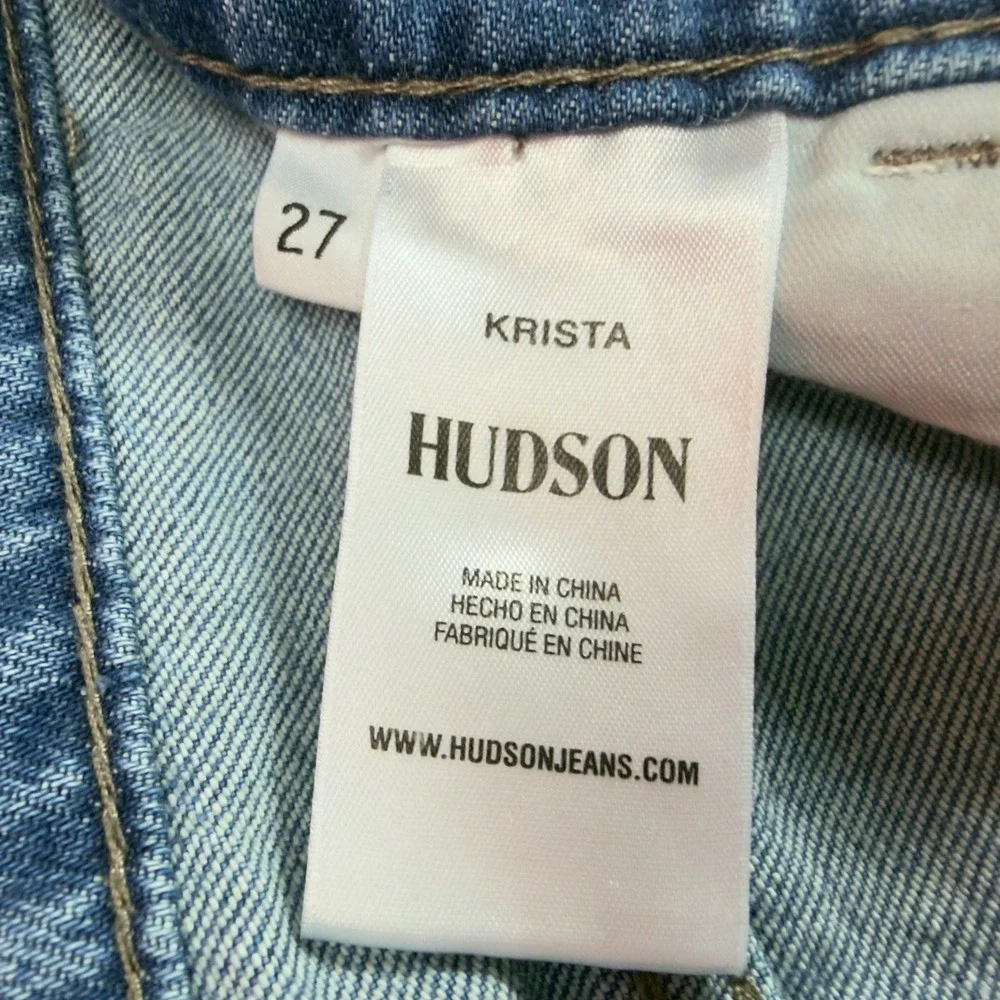 Hudson Krista Super Skinny Jeans Womens 27 Blue Distressed Raw Hem Stretch Denim